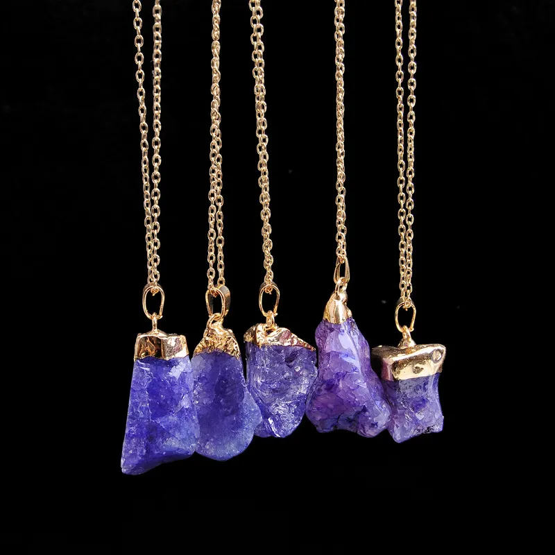 Новое нестандартное ожерелье из натурального камня, золотые цепочки, каменный кулон, женское и мужское ожерелье, модные украшения и песчаный подарок