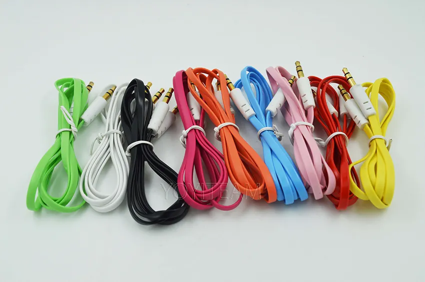 35mm aux flat cable audio cable with pvc bowl case for speaker device connect mobile 1 meter colorful7390525