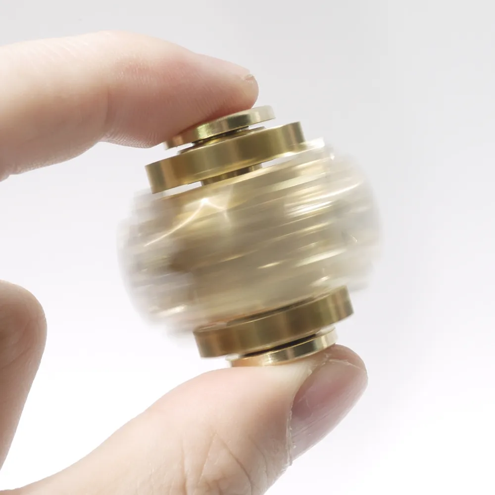 Fidget Spinner Cube Gears Spin Office School Mini Fidity Toy för Vuxna Barn Finger Spel Smidig Yta Metall Brass Koppar EDC Guld