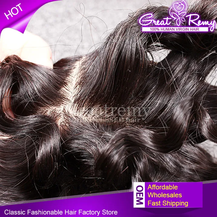 Greatemy Silk Base Closure Brasilianska Virgin Hair Deep Curly Wave Gratis Del Top Lace Closure Blad Knots Naturfärg Fast Frakt