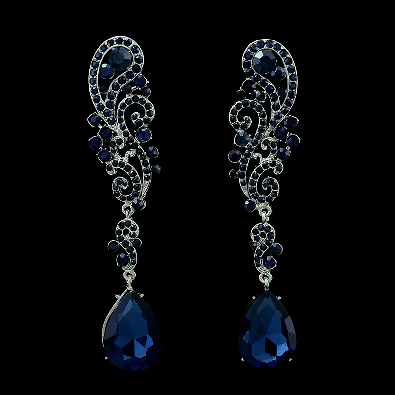 European style gold silver plated alloy full rhinestone crystal statement large long earrings