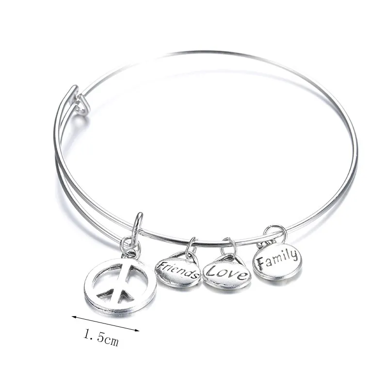 Bracelet extensible à la mode Bracelets pour femme amis amour famille charmes argent plaqué Bracelet amitié bijoux 9230778
