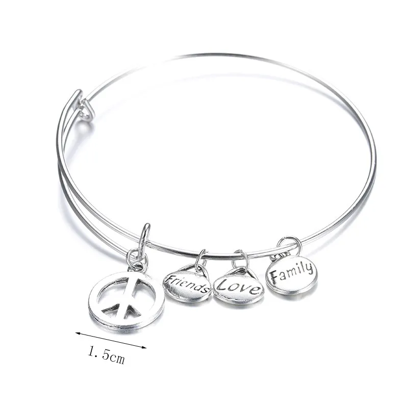 Fashion Expandable Bangle Bracelets for Women Friends Love Family Charms Silver Plated Bracelet Friendship Jewelry4414039