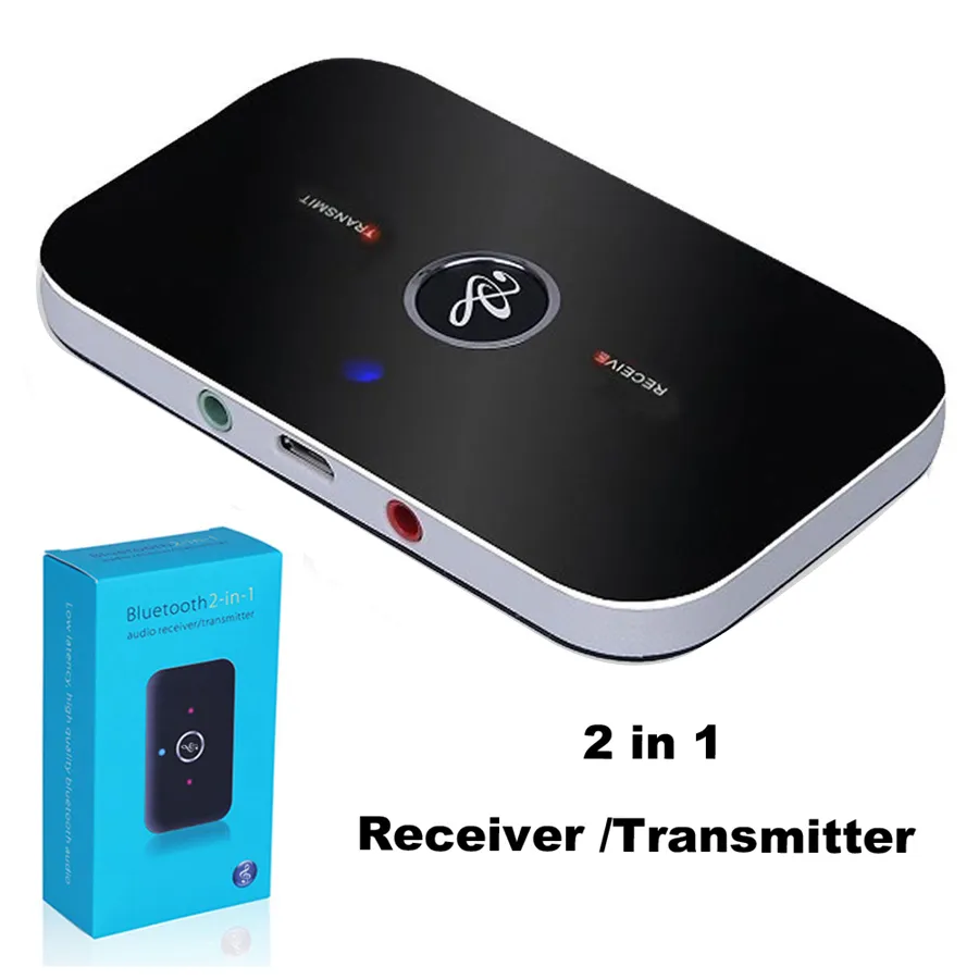 Adattatori audio Bluetooth Trasmettitore e ricevitore wireless Bluetooth 4.2 Kit per auto 2 in 1 da 3,5 mm per TV/Sistema stereo domestico Cuffie Altoparlanti