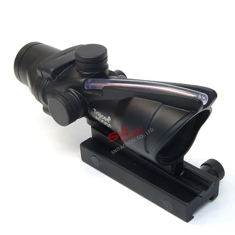 Taktisk TRIJICON ACOG 4X32 Fiber Optics Scope W / Real Red / Green Fiber Crosshair Riflescopes Kom med Kill Flash