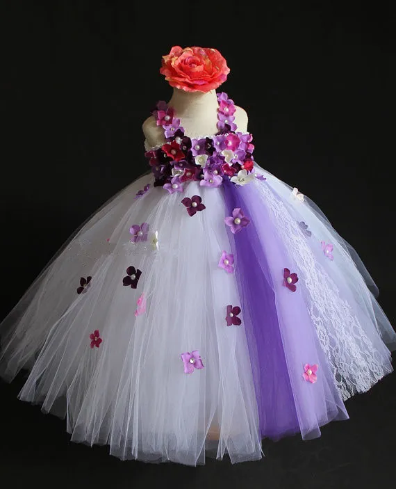 Top quality girl party dress baby girl slip flower dress flower fairy princess full dress performance chiffon customized fluffy tu2339470