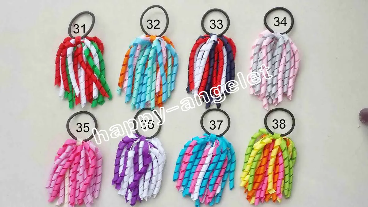 Curl Tassel Ribbons Ponytail Uchwyt Korker Streamery zwykły kolor opaski do włosów krawęki włosów z elastyczną liną do włosów pd0025342054