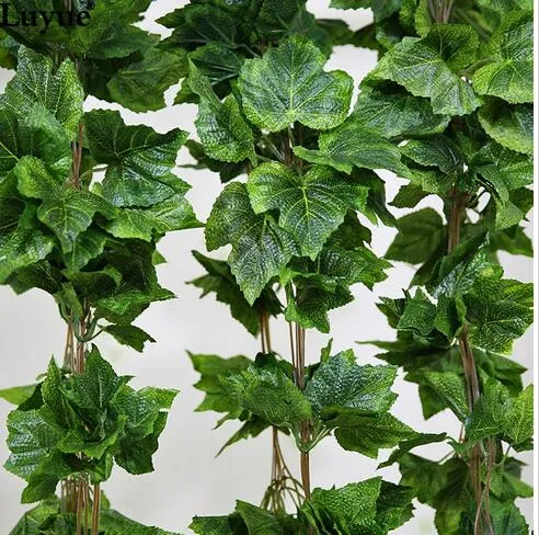 jak prawdziwy sztuczny jedwabny liść winogron Garland Faux Vine Ivy Indoor Outdoor Home Decor Wedding Flower Green Christmas Prezent264V