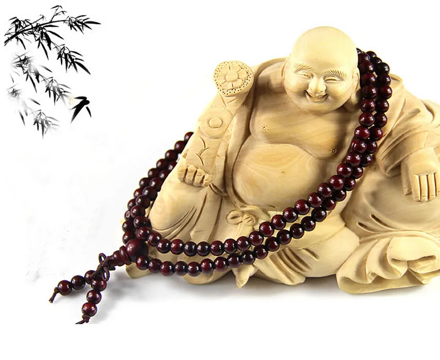 108 6mm Genuine Red Sandalwood Beads Buddha Malas Bracelet Healthy Jewelry Man Wrist Mala Bracelets Long Bangle Religion Gift 324r