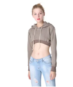 2018 nouveau Sexy femmes sweats à capuche courts sur la poitrine pull à capuche à manches longues été printemps hauts t-shirts de mode