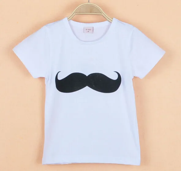 2016 vendas quentes do bebê meninos gola redonda bigode de manga curta tripulação pescoço t-shirt crianças verão 6 cores de algodão t-shirt crianças top t-shirt