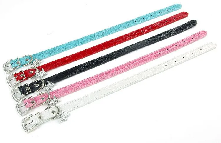 Strass Hundehalsband Aus PU-Leder - Verstellbar & Stylish Für Kleine Bis Große Hunde In Schwarz M