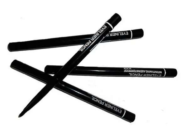 12 unids / lote ENVÍO GRATIS marca Maquillaje Rotary Retractable Negro Eyeliner Pen Pencil Eye Liner