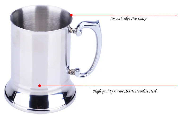 16 ounce Double Wall 18/8 Stainless Steel Tankard ,beer mug, high quality , Mirror finish