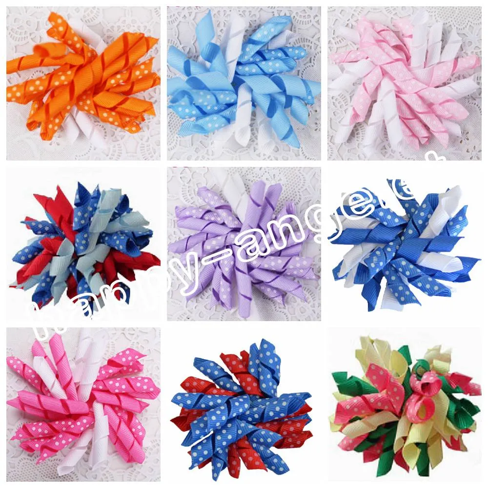 Girl women Corker hair bobbles Accessories 4" M2M Gymboree style prints dot Curlies loop Ribbon Korker hair bows clips PD007