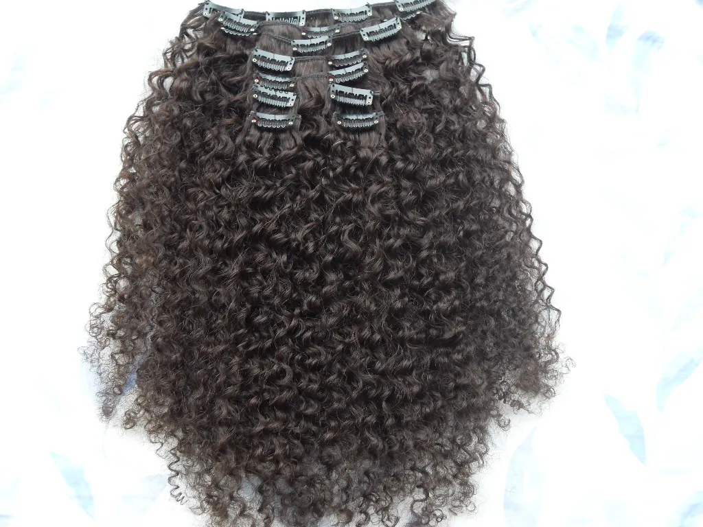 Cheveux brésiliens afro-américain afro crépus bouclés pince à cheveux dans les extensions de cheveux humains clips noirs naturels Extensions