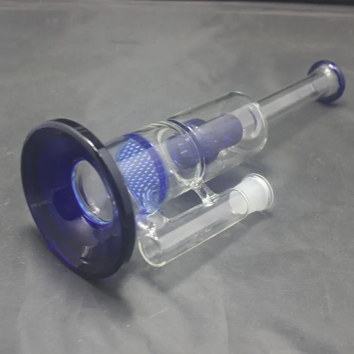 11.5 inch Glass Bong Hookah Blue Color Honeycomb to UFO Perc Water Pipe