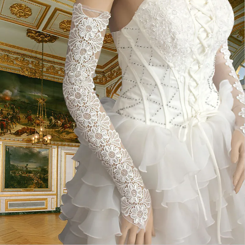 긴 디자인 장갑 붕대 핑거리스 모조 다이아몬드 결혼 장갑 50cm