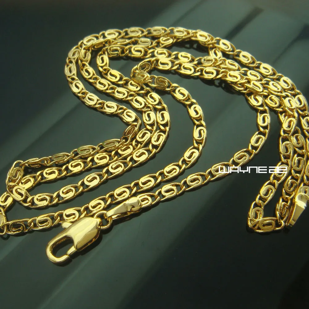 18 Karat Gelbgold gefüllte Damen-Halskette, Augen-Gliederkette, Schmuck, luxuriös, N290