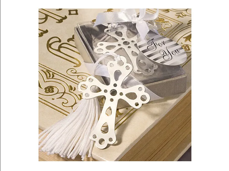 Silver Stainless Steel Bookmark Hollow out the cross Bookmarks 100 Sets Wedding Favors New fashion beautiful wedding gifts Wedding Favors