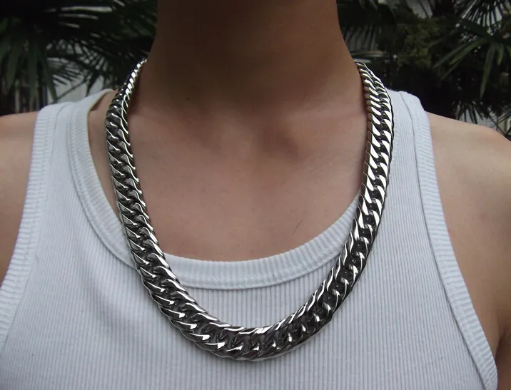 Stainless Steel Cuban Link Chain, Mens Silver Cuban Link Chain