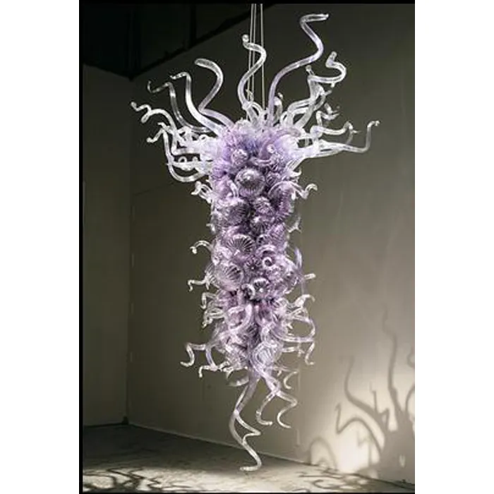 AC 110V 220V Lampe soufflée sur mesure Lustre Hôtel Décor Vacances Conçu Lumière Violet Couleur Murano LED Lustres Lampes suspendues