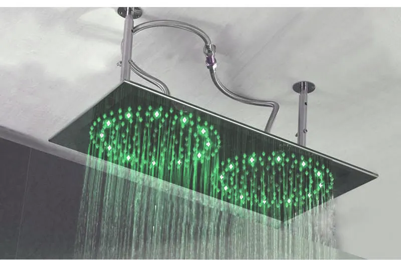 Double Rainfall LED Light Showerheads 304 Stainless Steel 400*800mm