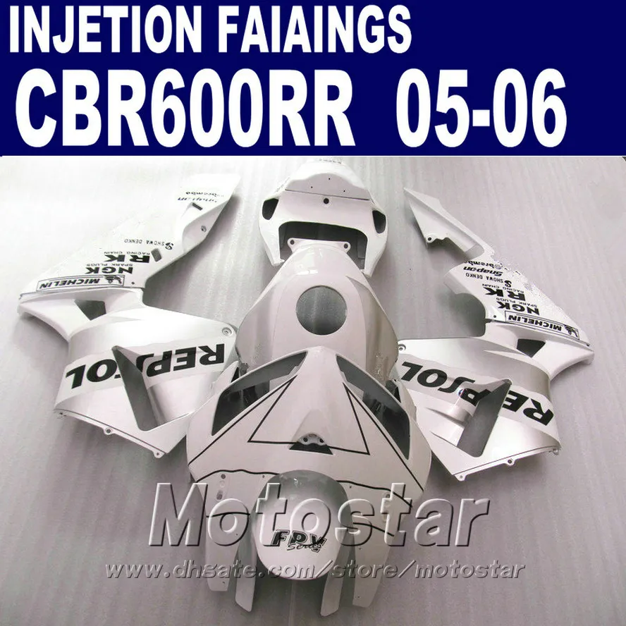 Clear white body parts!Injection Molding for HONDA CBR 600 RR fairing 2005 2006 cbr600rr 05 06 cbr 600rr fairings kit KX4F