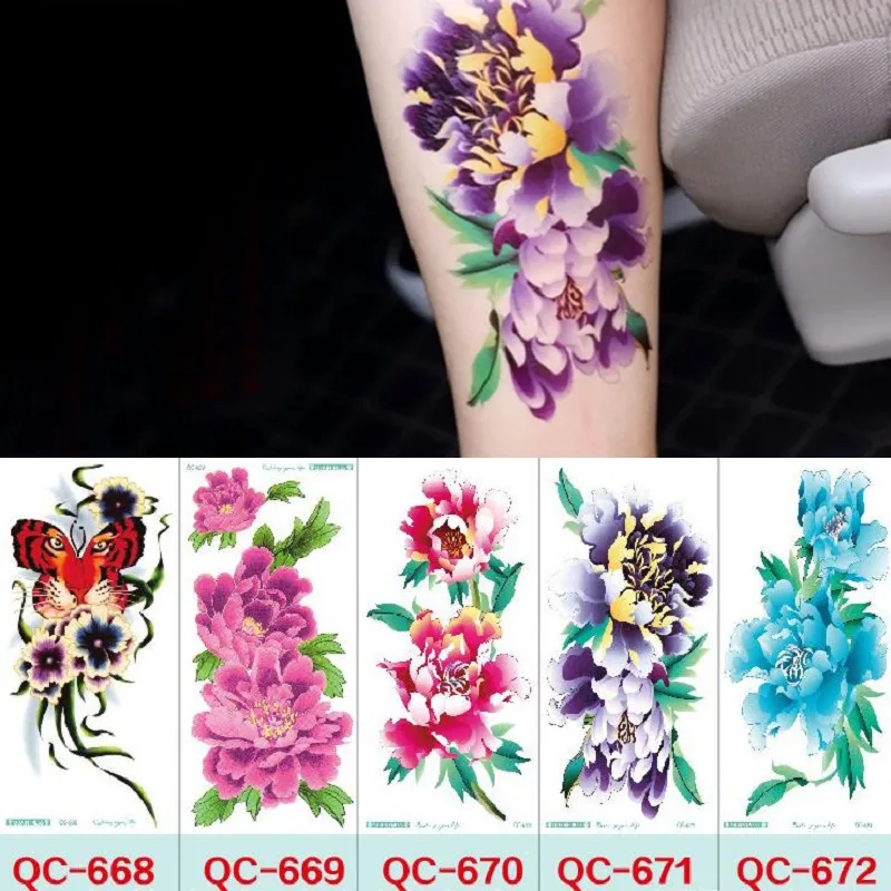 21*10cm Temporary fake tattoos Waterproof tattoo stickers body art Painting for party decoration etc mixed flower rose plum blossom