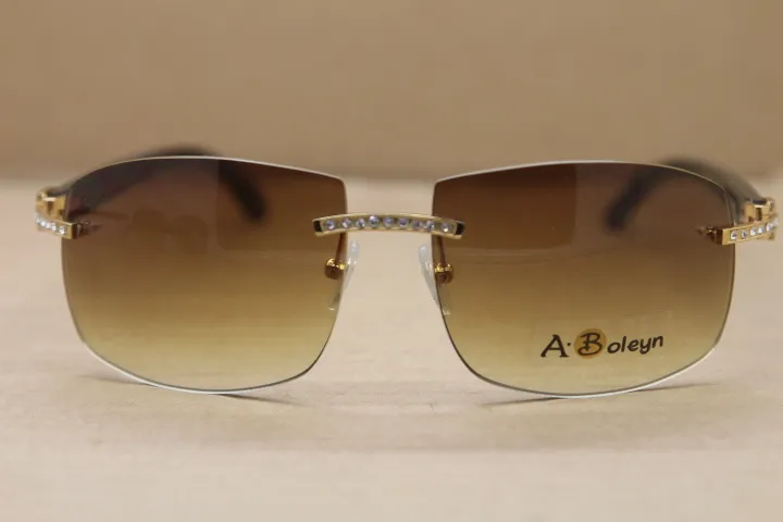 Rimless 4189705 Grandes óculos de diamante Mulheres Black Buffalo Horn óculos de sol dirigindo óculos Tamanho: 62-18-140mm Lentes de alta qualidade