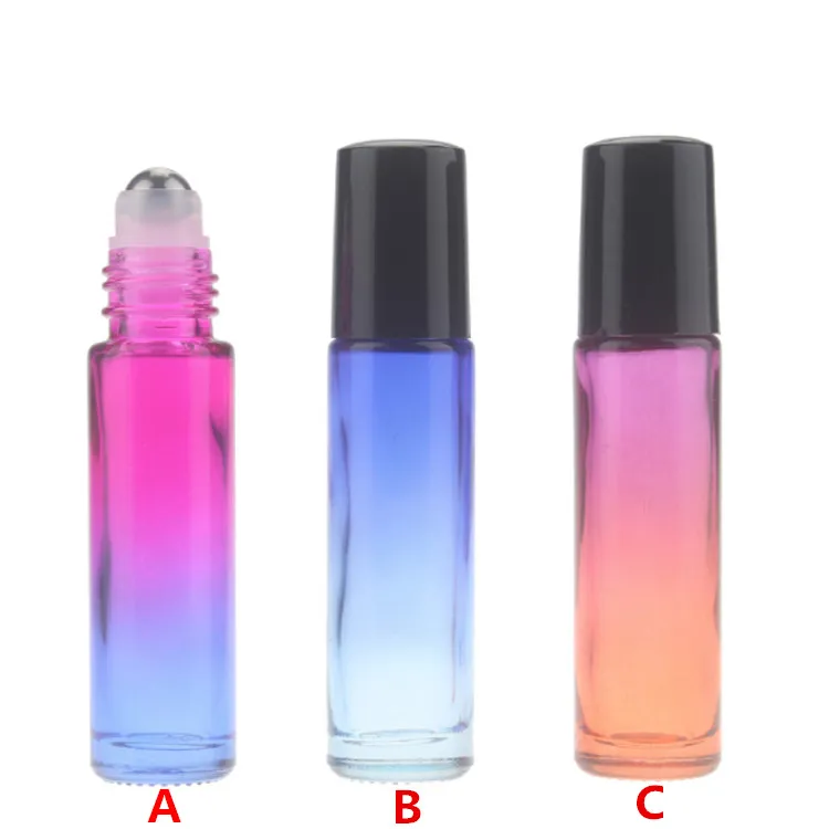 Wholesale Price Colorful ABC Style Glass Roller Bottles 10ML with Stainless Steel Roll On and Black Cap for Essential Oil Free-DHL