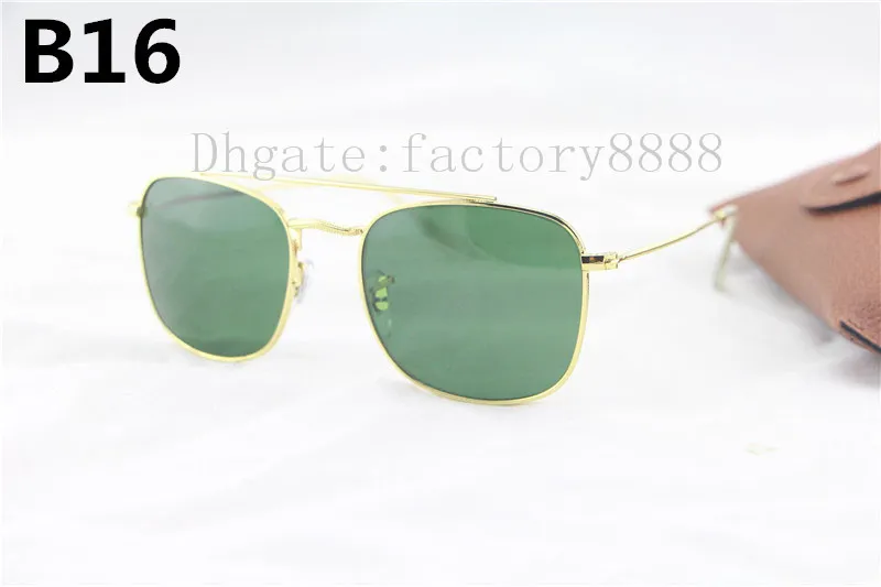 Nouvelle arrivée 3557 Brand Designer Black Sunglasses For Man Women Women Metal Frame Glass Lenses 54 mm Square Gafas de Sol avec Box1087638 d'origine