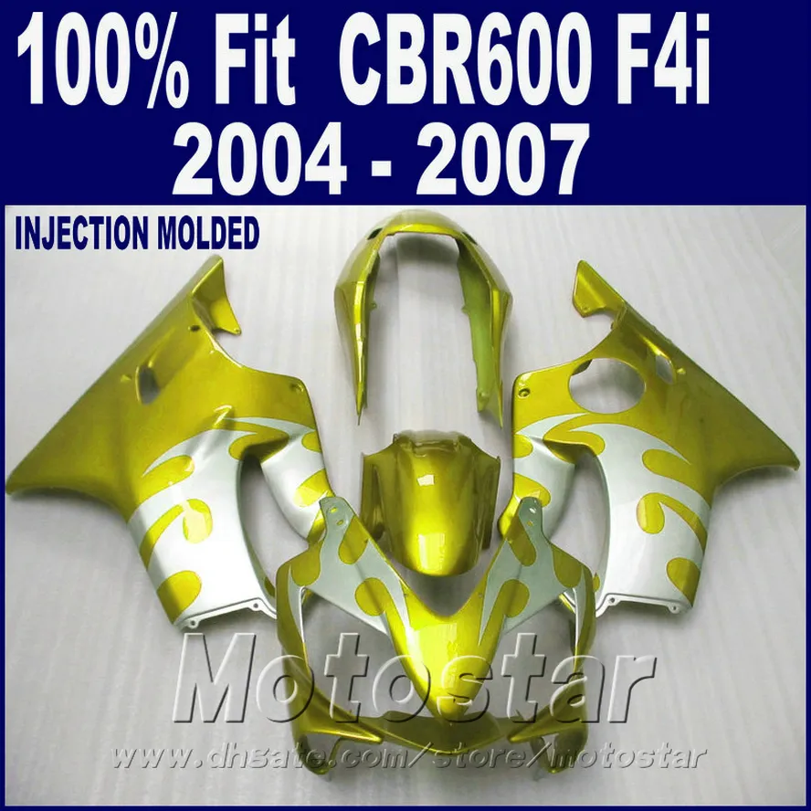 Injectie voor Honda CBR 600 F4I FUNLING 2004 2005 2006 2007 Geel Golden CBR600 F4I 04 05 06 07 Fairing Kit GSDA