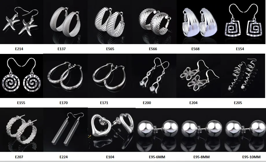Mode sieradenfabrikant gemengde 's veel oorbellen 925 Sterling Silver Jewelry Factory Price Fashion Shine Harrings 1271