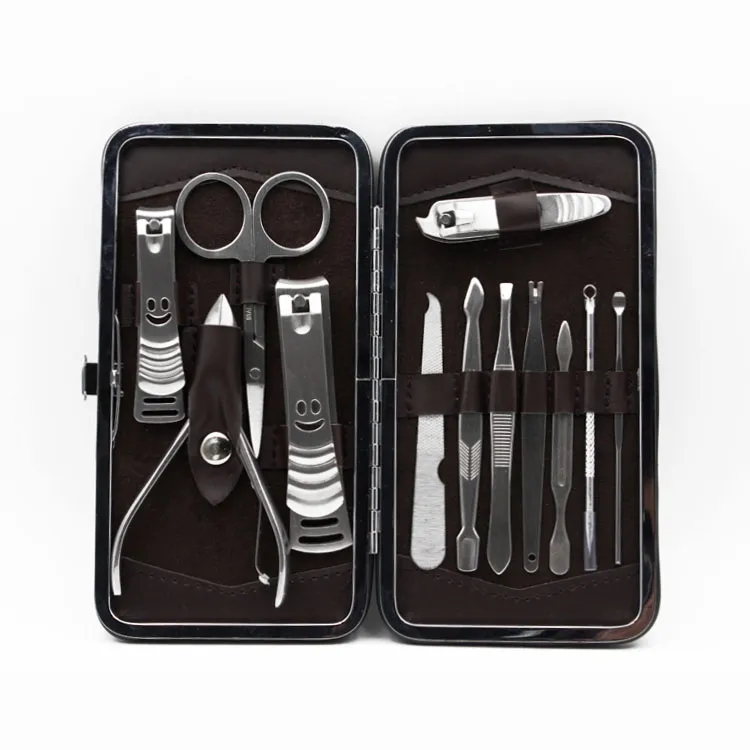 Custodia in pelle strumenti la cura delle unghie 12 pezzi set di pedicure manicure personale Set di strumenti kit di toelettatura da viaggio con pacchetto di vendita DHL 2095186