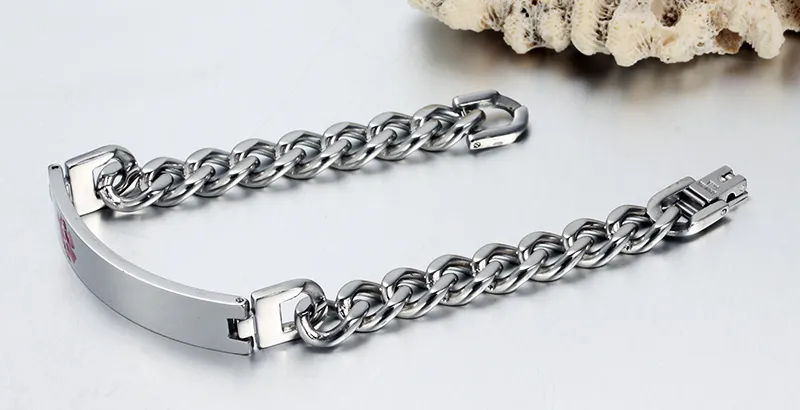 Popular Fantasitic Men's Party Style Gifts 40g Weight Stainless Steel Medical ID Identification Bracelet Curb Chain 1201Z