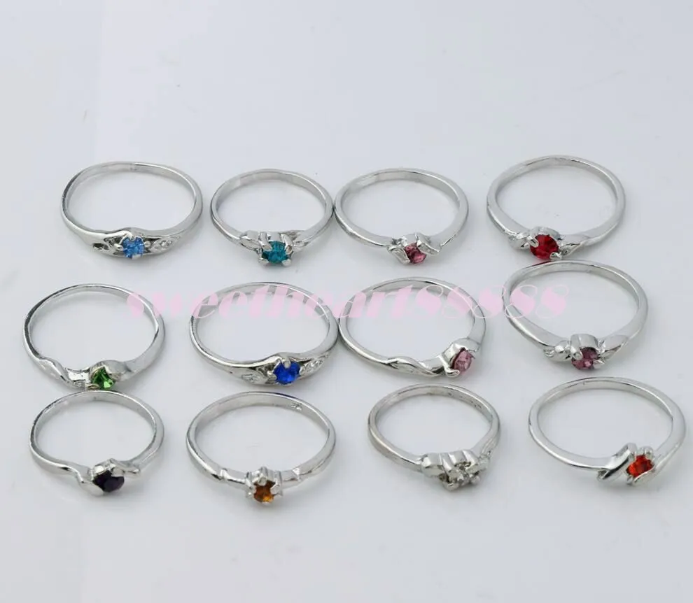 100st Sil Silver Plated Mix Style Rhinestone Crystal Rings Pit for Wedding Biranduation Party Fashion Smycken258h