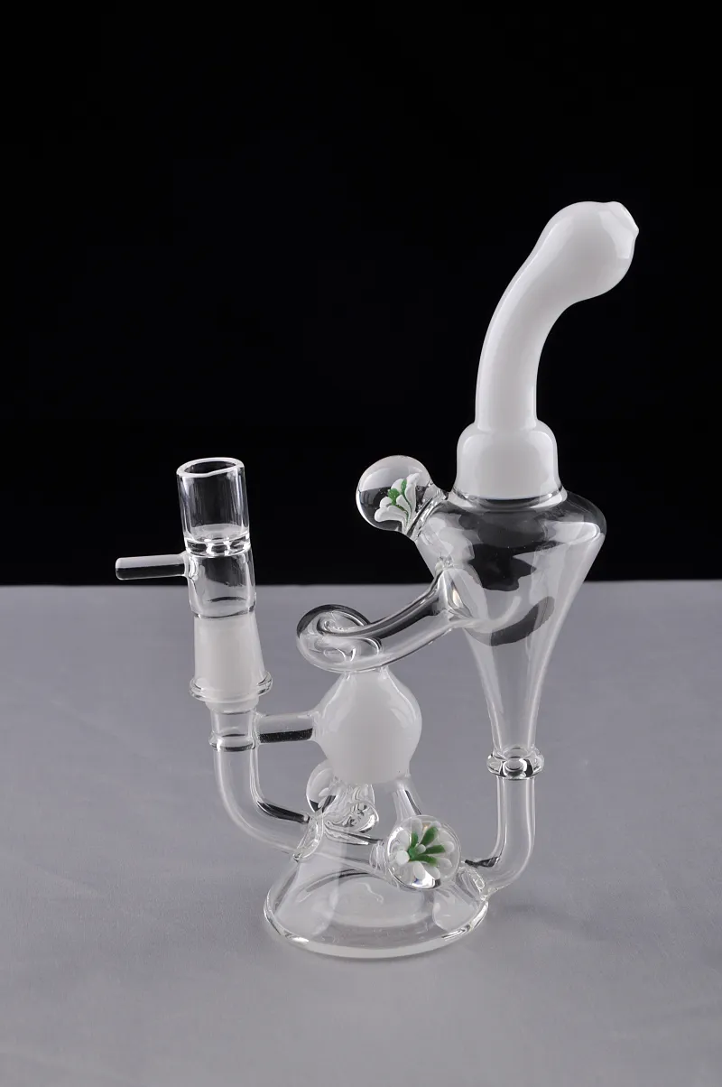 Heady Narghilè Bubbler Rig Bianco Piccolo Bong Mini Pipa ad acqua Pocket Bong in vetro Oil Rigs con 14mm Maschio Joint Smoking Ash Catcher Accessorio