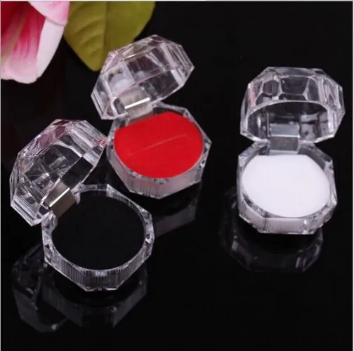 Fashion Acrylic Jewelry Packing Box Womens Ornaments Case Ring Earring Stud Storage Jewels Gift Container