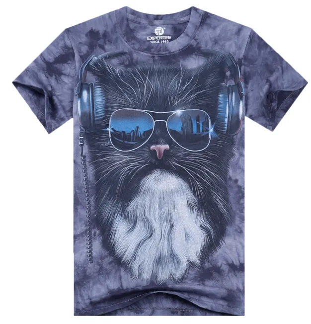 Men 3d Animal Print T-shirts Tees Creative Masculino de Creative Cotton Cotton Sport Punk Rock Manga curta Camise