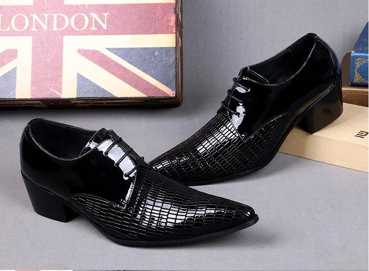 New 2016 Italian Brand Black Fashion Mens Wedding Shoes Oxfords Genuine Leather Mens Dress Shoes Pointed Toe Business Shoes