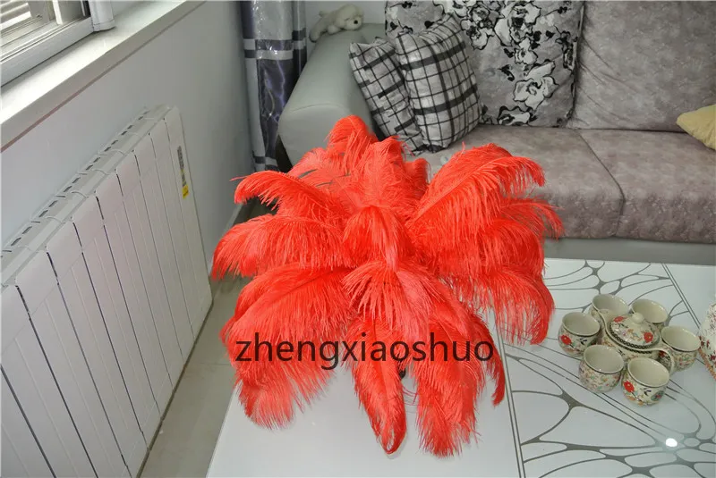 Wholesale 14-16inch35-40cm Red ostrich feathers plumes for wedding centerpieces Home party supply Decor