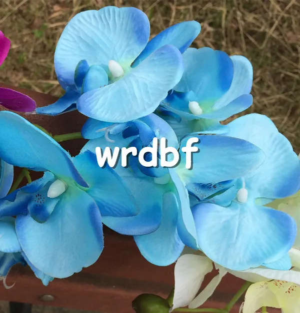 Fiore di orchidea a stelo singolo in seta Fiori artificiali Mini Phalaenopsis Orchidee a farfalla Colore rosa / crema / fucsia / blu / verde
