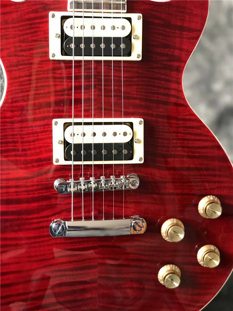 Säljer SLAS Electric Guitar med Flame Maple Top i Red Colorrosewood Fingerboard och BRETS END Bindar Guitarra9705547