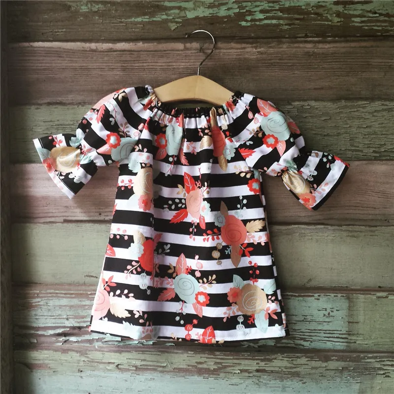 2018 lente kinderen jurken voor meisjes boutique baby meisjes kleding bloem meisje jurk ruche mouw meisjes jurken baby meisje kleding 3 stijlen