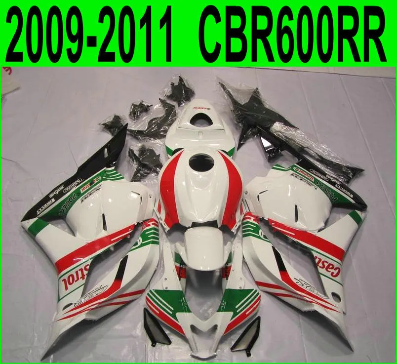 Injection molding high quality bodywork fairings for Honda CBR600RR 2009 2010 2011 white red green fairing kit CBR 600RR 09 10 11 YR73