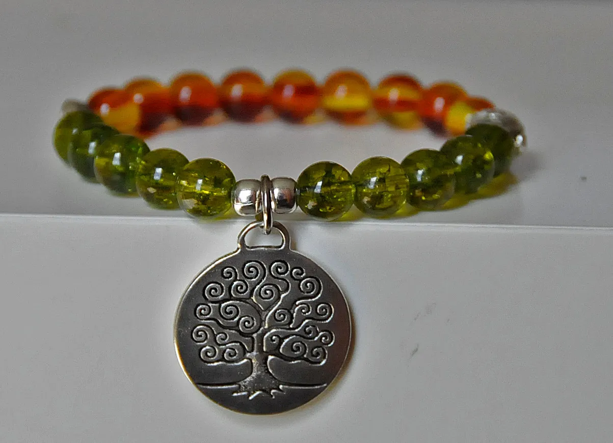 SN0217 pulsera de peridoto Hombres pulsera de buda árbol de la vida pulsera de ámbar curación yoga mala pulsera2677