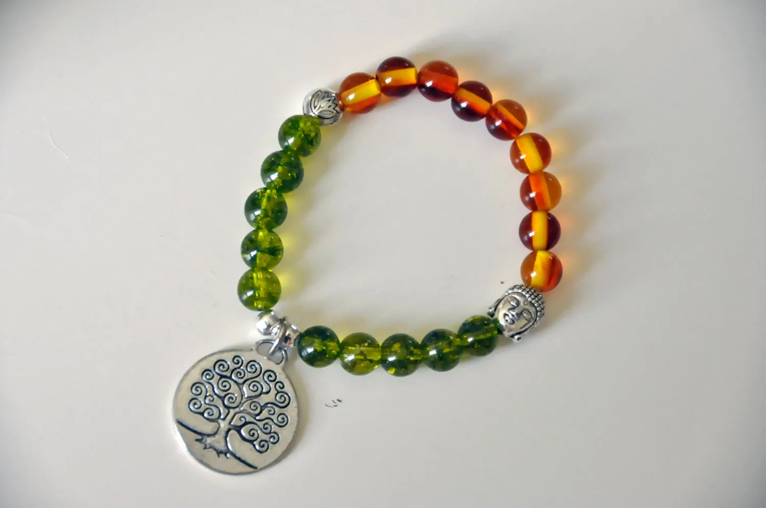 SN0217 pulsera de peridoto Hombres pulsera de buda árbol de la vida pulsera de ámbar curación yoga mala pulsera2677