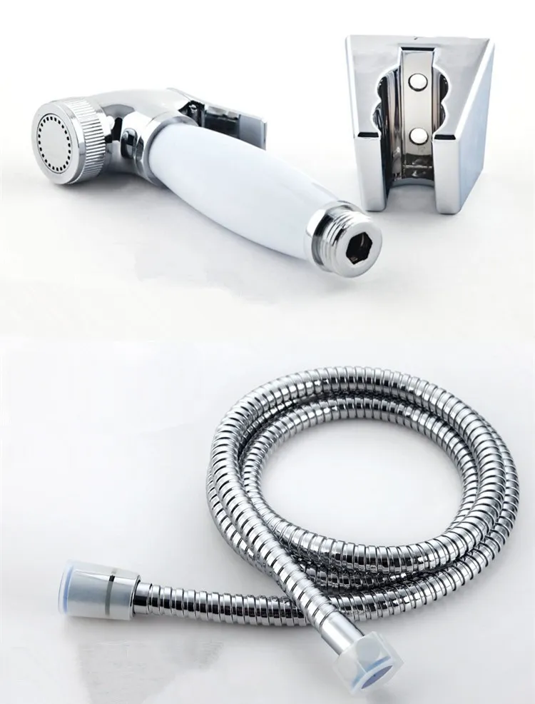 ROLYA Großhandel, italienisches Design, tragbarer Bidet-Sprayer, Shattaf-Hand-Bidet-Duschset – Chromweiß