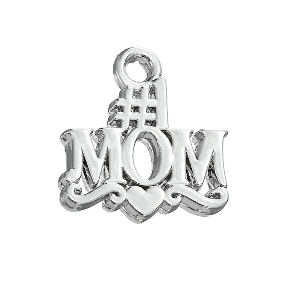 Gratis frakt Ny mode lätt att DIY 30PCS # 1 Mamma Charms för kärlek Mor smycken gör passform för halsband eller armband